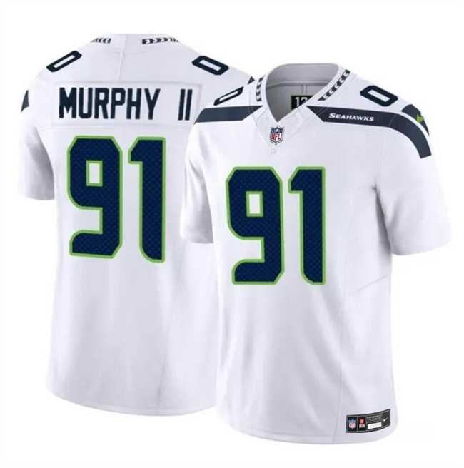 Men & Women & Youth Seattle Seahawks #91 Byron Murphy II White 2024 Draft F.U.S.E Vapor Limited Stitched Jersey